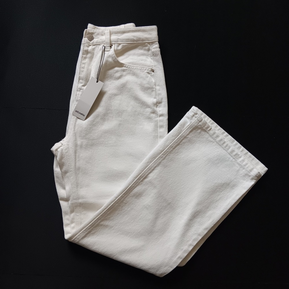 Storets Emery High Waist Bootcut Pants Womens Size 1 White New Cotton Flared Leg